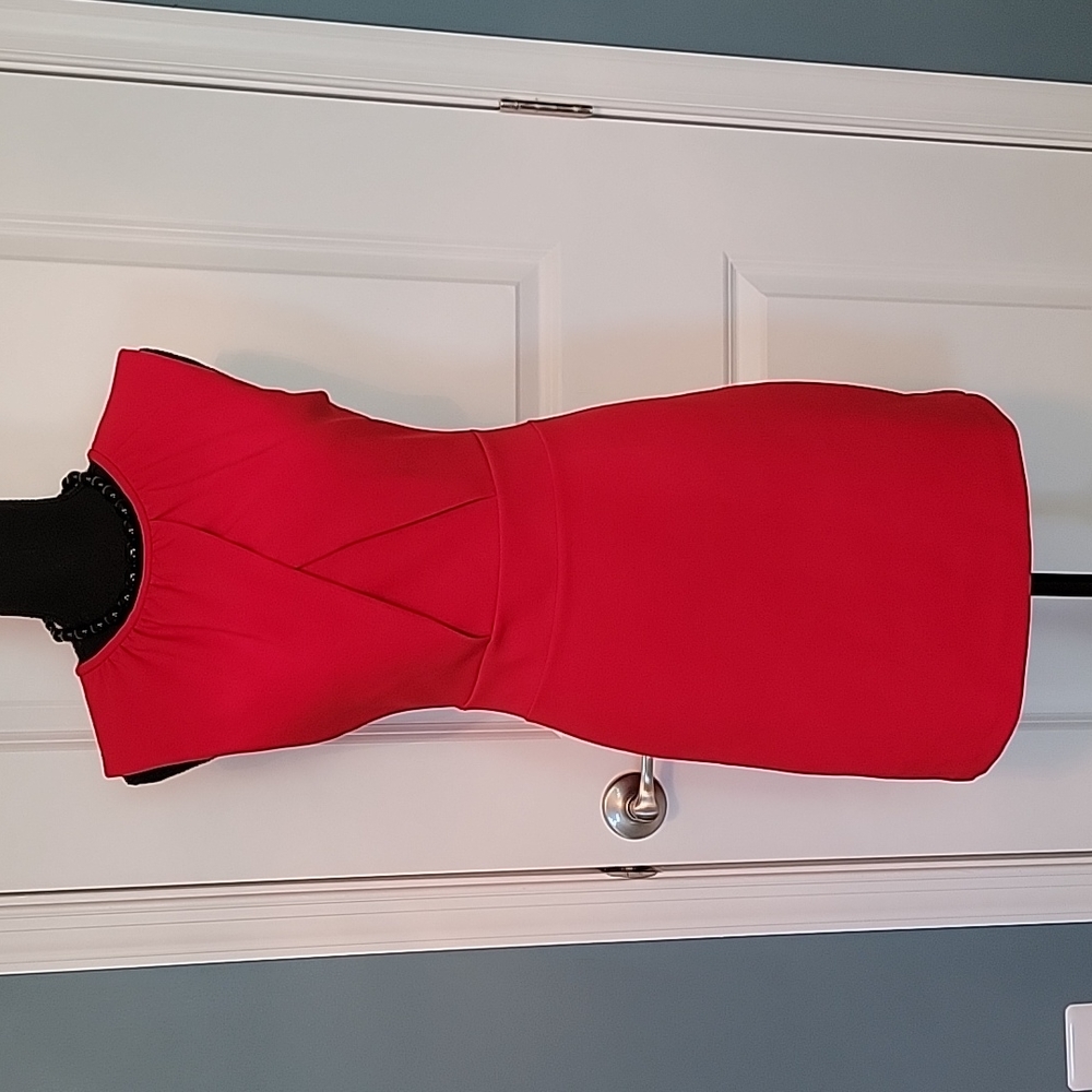 Sleeveless Red Midi Dress - Elegant Work & Event Dress
